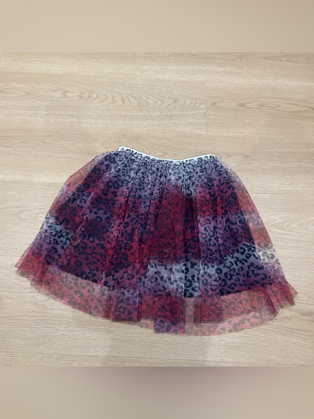 Girls' Red & Purple Leopard Print Tulle Skirt